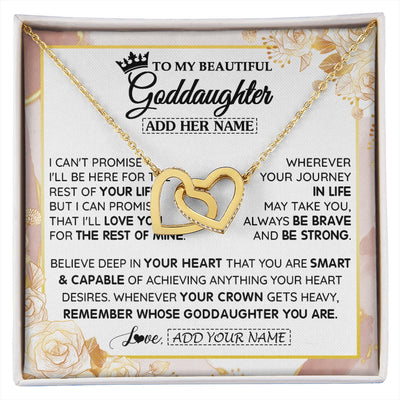 Interlocking Hearts Necklace 18K Yellow Gold Finish | 1 | Personalized To My Beautiful Goddaughter Gifts Necklace From Godmother Crown Jewelry Present On Birthday Goddaughter Christmas Graduation Gift Box Message Card | https://siriusteestore.