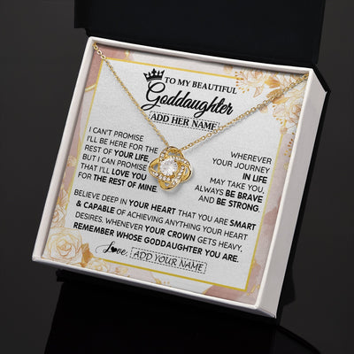 Love Knot Necklace 18K Yellow Gold Finish | 2 | Personalized To My Beautiful Goddaughter Gifts Necklace From Godmother Crown Jewelry Present On Birthday Goddaughter Christmas Graduation Gift Box Message Card | https://siriusteestore.