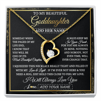 Forever Love Necklace 18K Yellow Gold Finish | 1 | Personalized To My Beautiful Goddaughter Gifts Necklace From Godmother Feel My Love For Adult Goddaughter Graduation Christmas Custom Gift Box Message Card | https://siriusteestore.