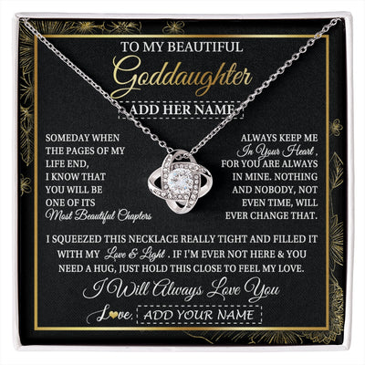 Love Knot Necklace 14K White Gold Finish | 1 | Personalized To My Beautiful Goddaughter Gifts Necklace From Godmother Feel My Love For Adult Goddaughter Graduation Christmas Custom Gift Box Message Card | https://siriusteestore.