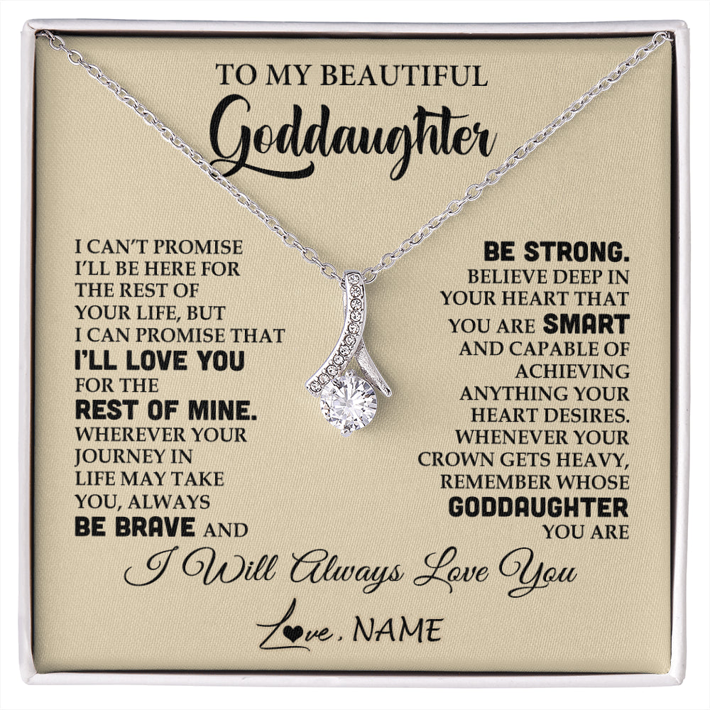 Alluring Beauty Necklace 14K White Gold Finish | 1 | Personalized To My Beautiful Goddaughter Gifts Necklace From Godmother Inspirational Birthday Gift For Goddaughter Christmas Customized Gift Box Message Card | siriusteestore