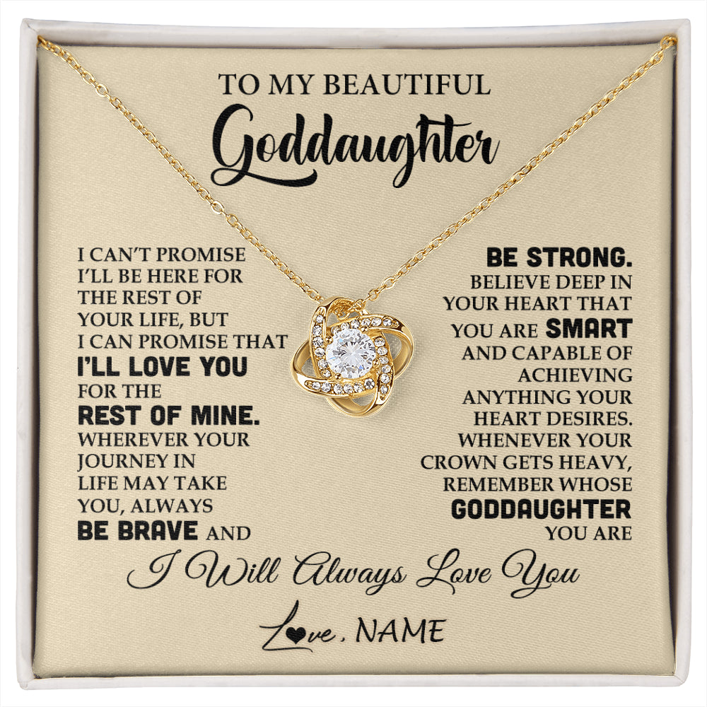 Love Knot Necklace 18K Yellow Gold Finish | 1 | Personalized To My Beautiful Goddaughter Gifts Necklace From Godmother Inspirational Birthday Gift For Goddaughter Christmas Customized Gift Box Message Card | siriusteestore