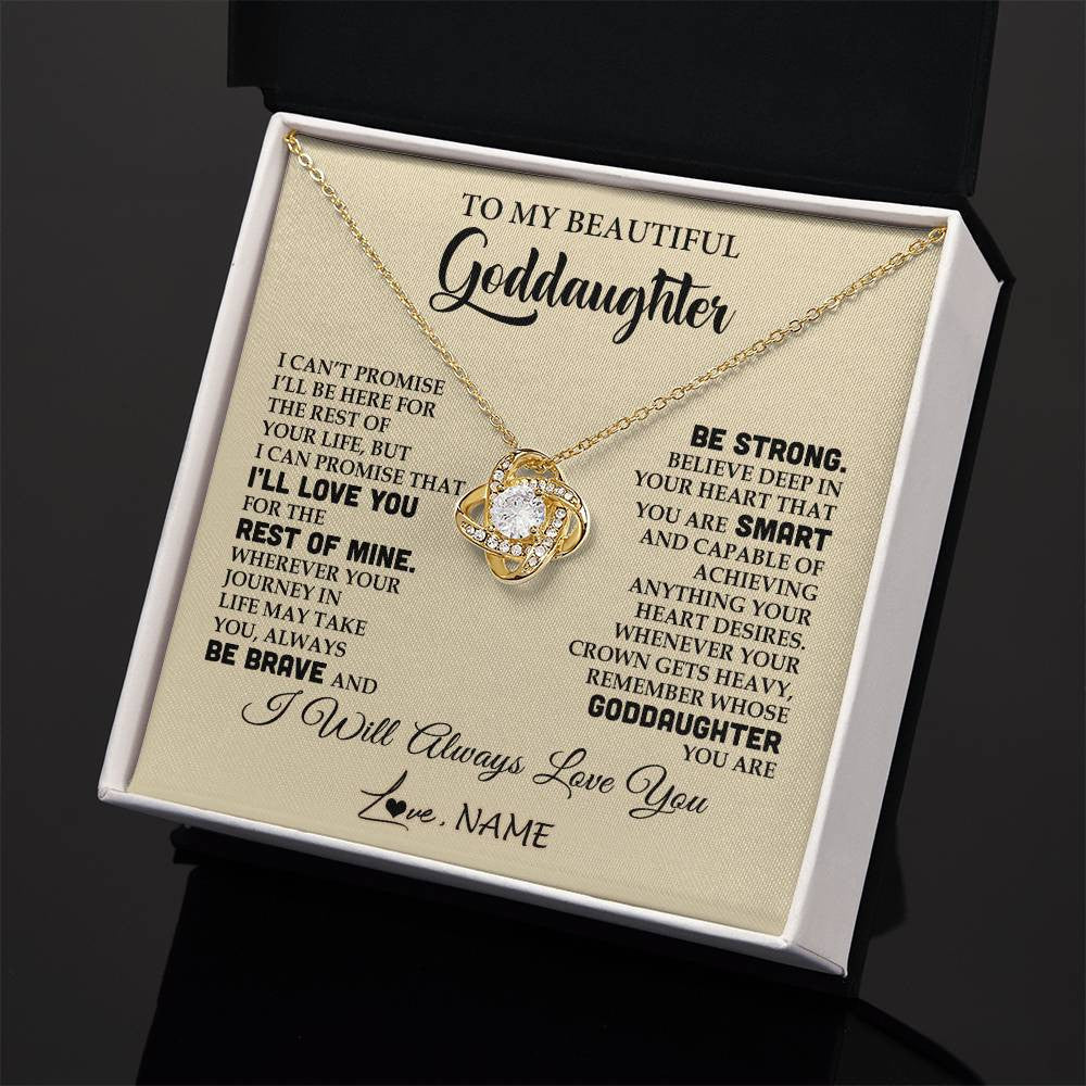 Love Knot Necklace 18K Yellow Gold Finish | 2 | Personalized To My Beautiful Goddaughter Gifts Necklace From Godmother Inspirational Birthday Gift For Goddaughter Christmas Customized Gift Box Message Card | siriusteestore