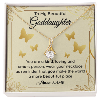 Alluring Beauty Necklace 18K Yellow Gold Finish | 1 | Personalized To My Beautiful Goddaughter Necklace From Aunt You Are A Kind Loving Goddaughter Birthday Graduation Christmas Customized Gift Box Message Card | siriusteestore
