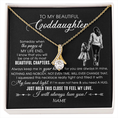 Alluring Beauty Necklace 18K Yellow Gold Finish | 1 | Personalized To My Beautiful Goddaughter Necklace From Godmother Always Love You Goddaughter Birthday Graduation Christmas Customized Gift Box Message Card | siriusteestore