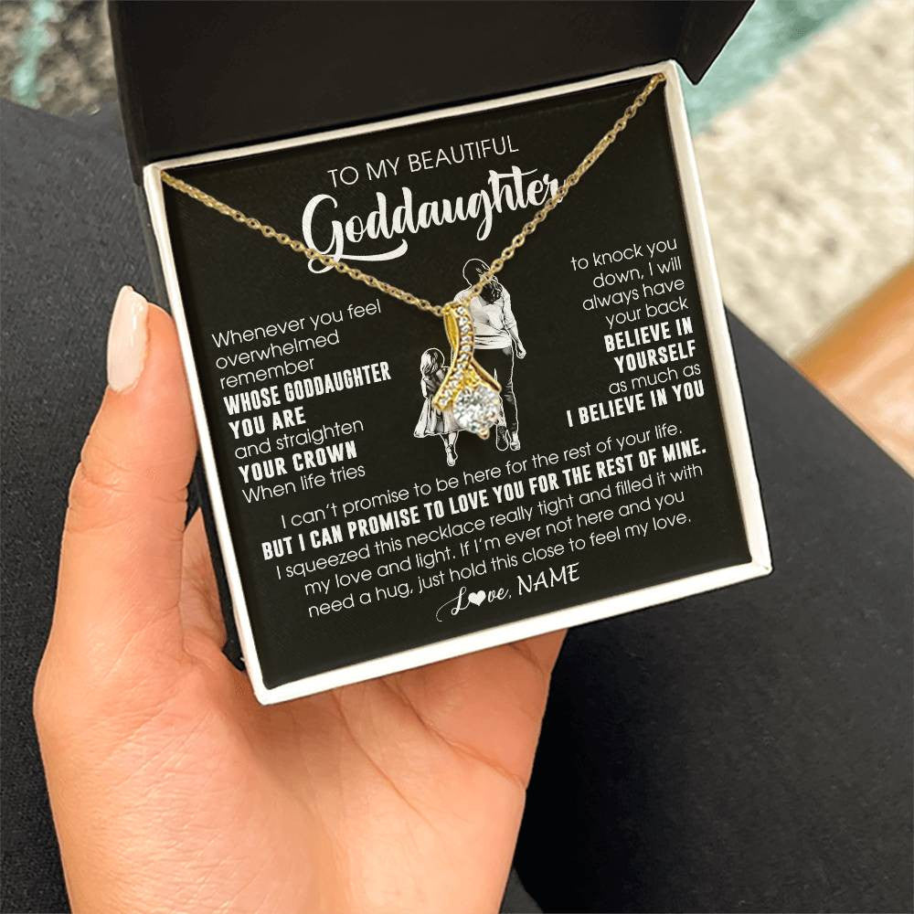 Alluring Beauty Necklace 18K Yellow Gold Finish | 2 | Personalized To My Beautiful Goddaughter Necklace From Godmother Aunt Believe In Yourself Goddaughter Birthday Gifts Jewelry Christmas Customized Message Card | siriusteestore