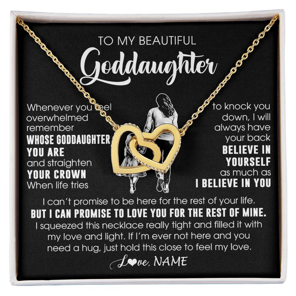 Interlocking Hearts Necklace 18K Yellow Gold Finish | 1 | Personalized To My Beautiful Goddaughter Necklace From Godmother Aunt Believe In Yourself Goddaughter Birthday Gifts Jewelry Christmas Customized Message Card | siriusteestore