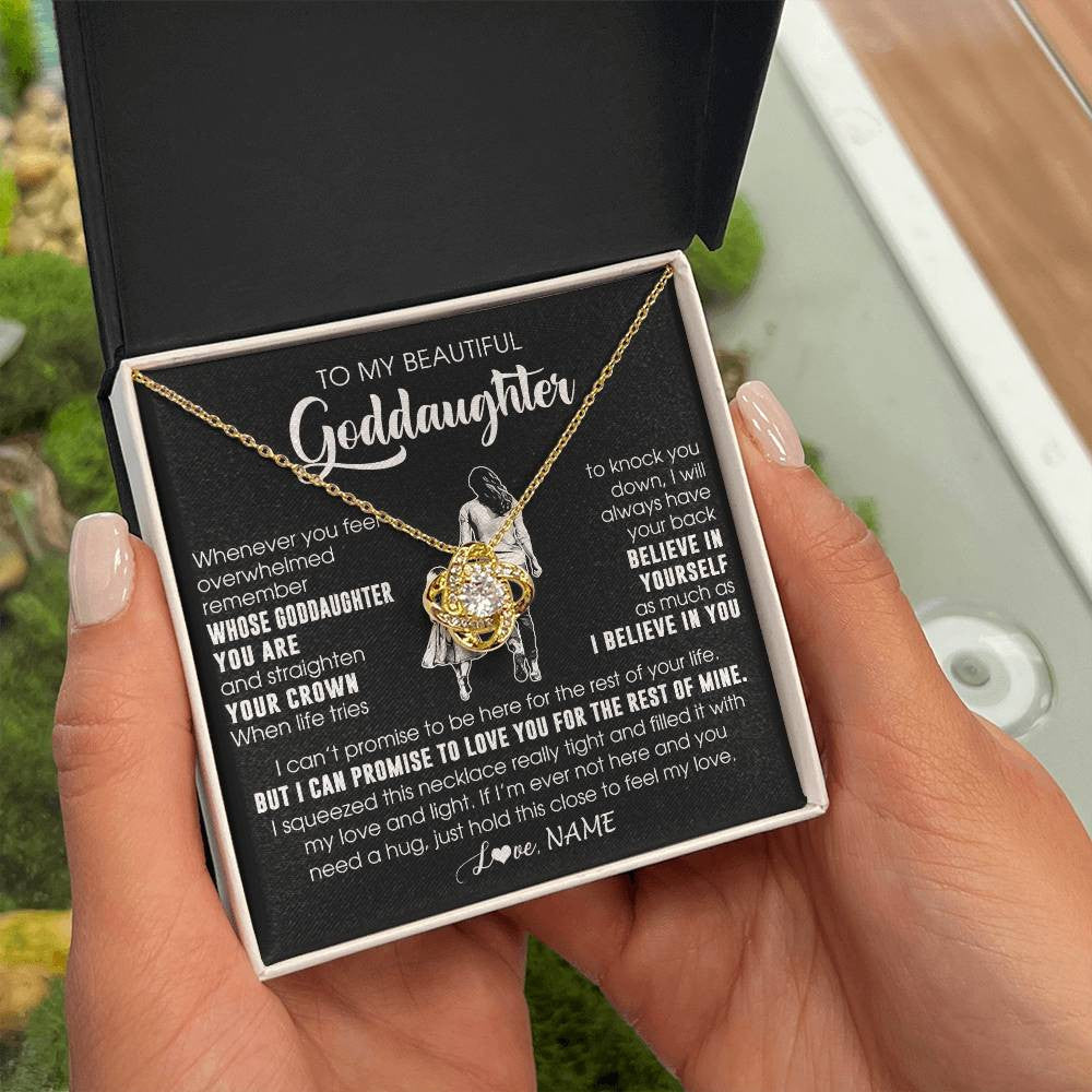 Love Knot Necklace 18K Yellow Gold Finish | 2 | Personalized To My Beautiful Goddaughter Necklace From Godmother Aunt Believe In Yourself Goddaughter Birthday Gifts Jewelry Christmas Customized Message Card | siriusteestore