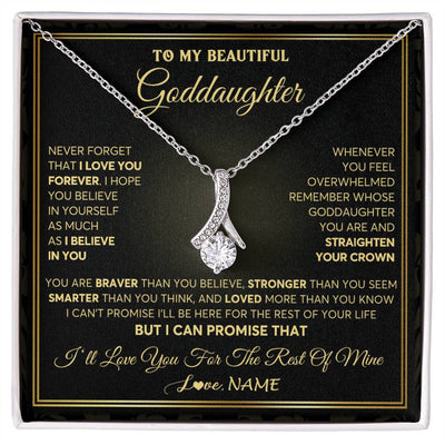 Alluring Beauty Necklace 14K White Gold Finish | 1 | Personalized To My Beautiful Goddaughter Necklace From Godmother I Love You Jewelry Gifts For Goddaughter Birthday Graduation Christmas Gift Box Message Card | siriusteestore