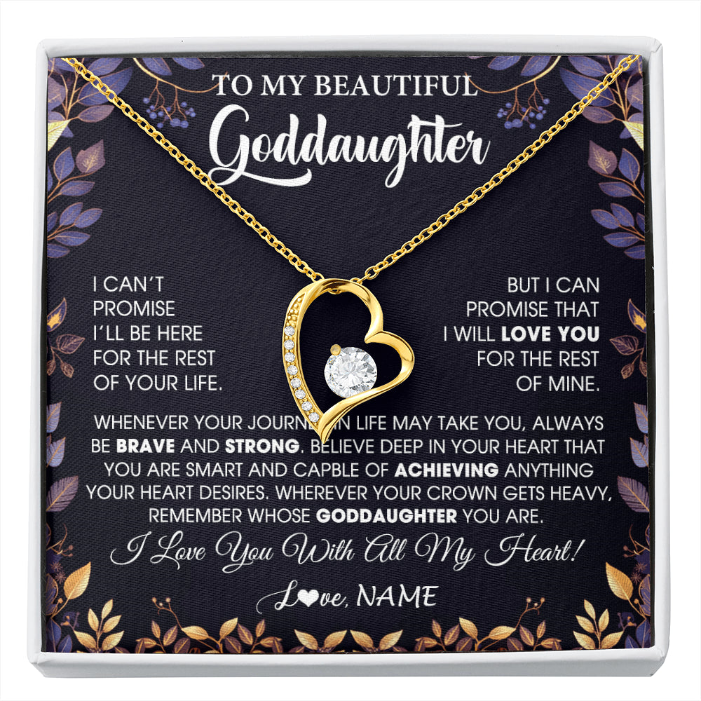 Forever Love Necklace 18K Yellow Gold Finish | 1 | Personalized To My Beautiful Goddaughter Necklace From Godmother Promise Necklace Birthday Gift For Goddaughter Christmas Customized Gift Box Message Card | siriusteestore