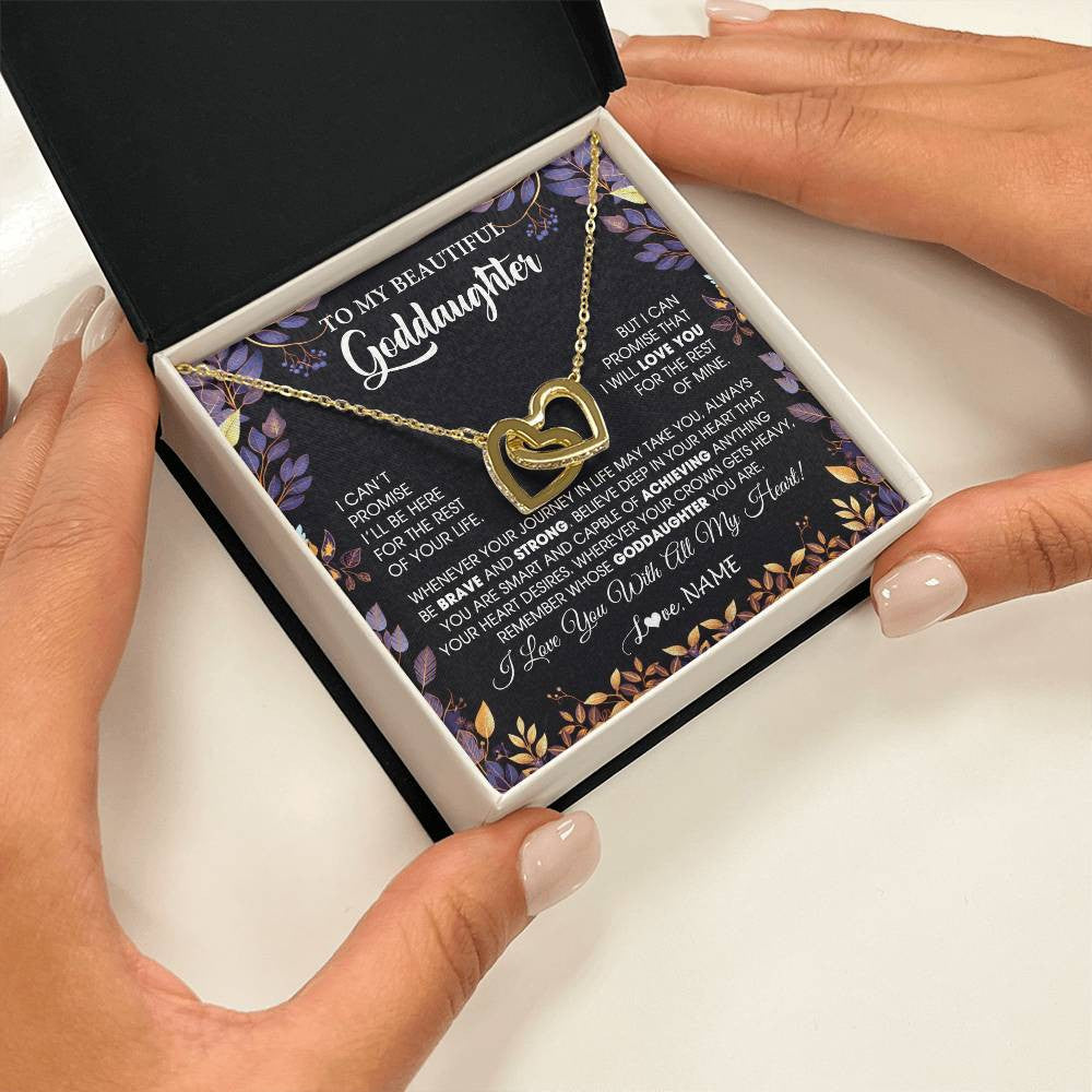 Interlocking Hearts Necklace 18K Yellow Gold Finish | 2 | Personalized To My Beautiful Goddaughter Necklace From Godmother Promise Necklace Birthday Gift For Goddaughter Christmas Customized Gift Box Message Card | siriusteestore
