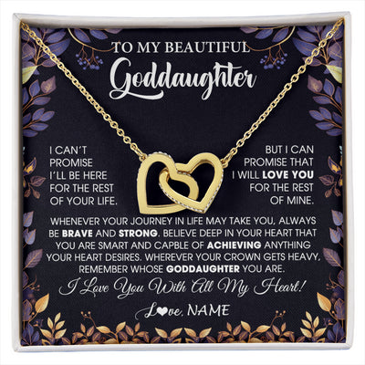 Interlocking Hearts Necklace 18K Yellow Gold Finish | 1 | Personalized To My Beautiful Goddaughter Necklace From Godmother Promise Necklace Birthday Gift For Goddaughter Christmas Customized Gift Box Message Card | siriusteestore