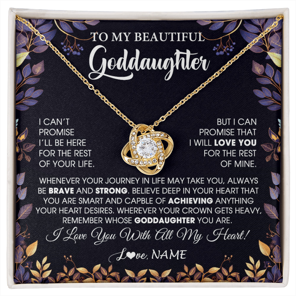 Love Knot Necklace 18K Yellow Gold Finish | 1 | Personalized To My Beautiful Goddaughter Necklace From Godmother Promise Necklace Birthday Gift For Goddaughter Christmas Customized Gift Box Message Card | siriusteestore