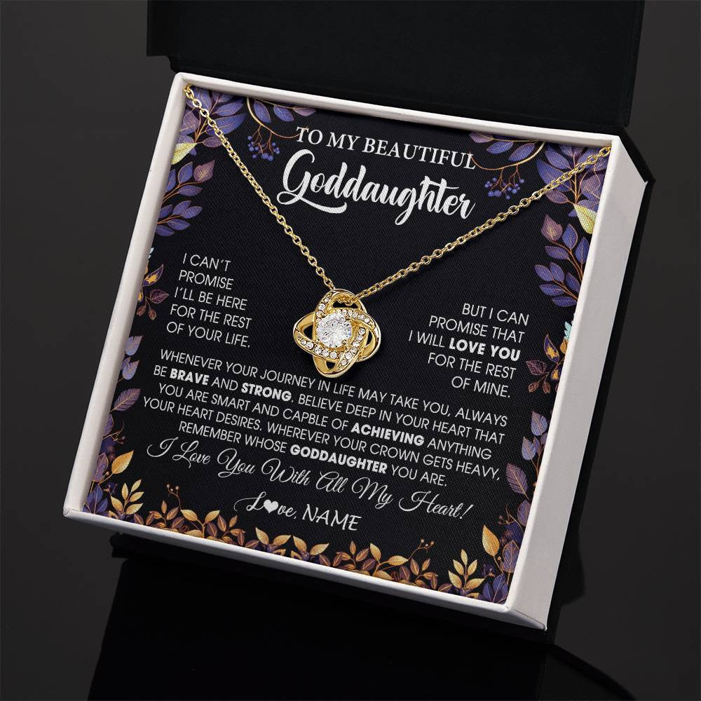 Love Knot Necklace 18K Yellow Gold Finish | 2 | Personalized To My Beautiful Goddaughter Necklace From Godmother Promise Necklace Birthday Gift For Goddaughter Christmas Customized Gift Box Message Card | siriusteestore