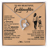 Forever Love Necklace 14K White Gold Finish | 1 | Personalized To My Beautiful Goddaughter Necklace From Godmother Promise To Love You Goddaughter Birthday Graduation Christmas Customized Gift Box Message Card | siriusteestore