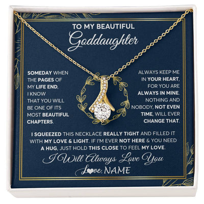 Alluring Beauty Necklace 18K Yellow Gold Finish | Personalized To My Beautiful Goddaughter Necklace From Godmother Someday Goddaughter Birthday Christmas Jewelry Charm Present Customized Gift Box Message Card | siriusteestore