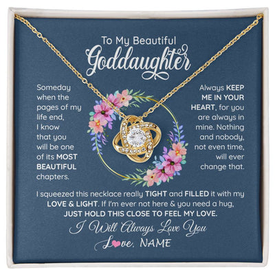 Love Knot Necklace 18K Yellow Gold Finish | 1 | Personalized To My Beautiful Goddaughter Necklace From Godmother Someday When The Pages Goddaughter Birthday Christmas Customized Gift Box Message Card | siriusteestore