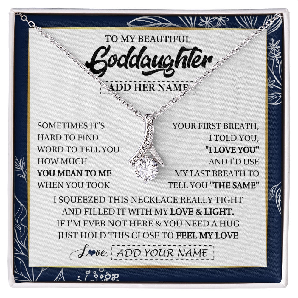 Alluring Beauty Necklace 14K White Gold Finish | 1 | Personalized To My Beautiful Goddaughter Necklace From Godmother Uncle Feel My Love Valentine Gifts For Goddaughter Birthday Christmas Gift Box Message Card | https://siriusteestore.