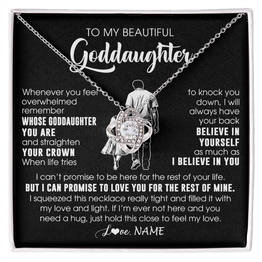 Love Knot Necklace 14K White Gold Finish | 1 | Personalized To My Beautiful Goddaughter Necklace From Uncle Believe In Yourself Goddaughter Birthday Gifts Jewelry Christmas Customized Message Card | siriusteestore