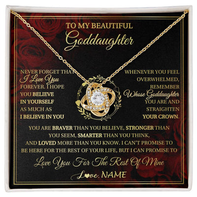 Love Knot Necklace 18K Yellow Gold Finish | 1 | Personalized To My Beautiful Goddaughter Necklace Gift From Godmother Uncle I Love You Goddaughter Birthday Jewelry Christmas Customized Gift Box Message Card | siriusteestore