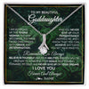 Alluring Beauty Necklace 14K White Gold Finish | Personalized To My Beautiful Goddaughter Necklace Never Give Up Goddaughter Birthday Graduation Motivational Quote Customized Gift Box Message Card | siriusteestore
