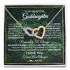 Interlocking Hearts Necklace Stainless Steel & Rose Gold Finish | Personalized To My Beautiful Goddaughter Necklace Never Give Up Goddaughter Birthday Graduation Motivational Quote Customized Gift Box Message Card | siriusteestore