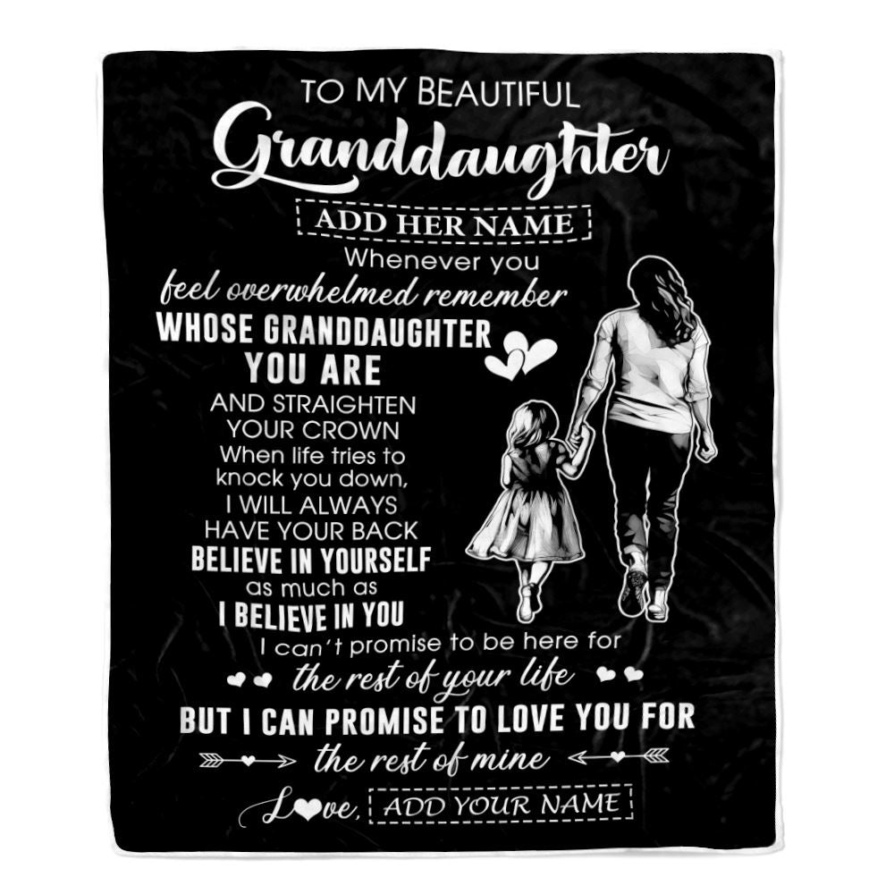 Personalized To My Beautiful Granddaughter Blanket From Grandma Believe In Yourself Granddaughter Birthday Gifts Christmas Customized Fleece Throw Blanket | siriusteestore