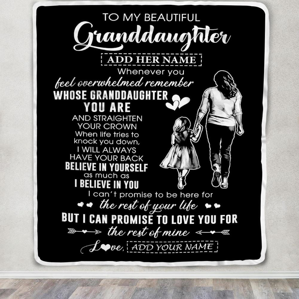 Personalized To My Beautiful Granddaughter Blanket From Grandma Believe In Yourself Granddaughter Birthday Gifts Christmas Customized Fleece Throw Blanket | siriusteestore