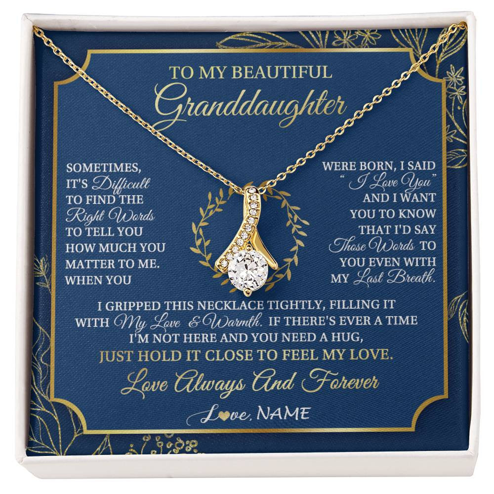 Alluring Beauty Necklace 18K Yellow Gold Finish | 1 | Personalized To My Beautiful Granddaughter From Grandma I Gripped This Necklace Granddaughter Jewelry Birthday Christmas Customized Gift Box Message Card | siriusteestore