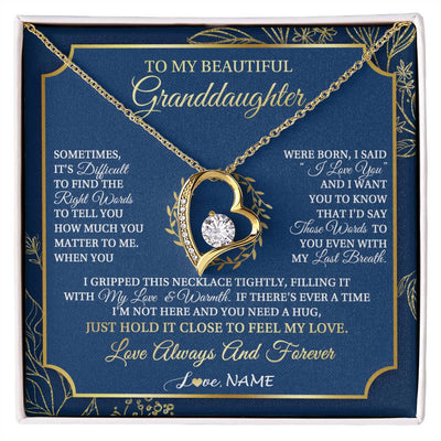 Forever Love Necklace 18K Yellow Gold Finish | 1 | Personalized To My Beautiful Granddaughter From Grandma I Gripped This Necklace Granddaughter Jewelry Birthday Christmas Customized Gift Box Message Card | siriusteestore