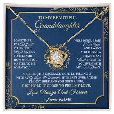 Love Knot Necklace 18K Yellow Gold Finish | 1 | Personalized To My Beautiful Granddaughter From Grandma I Gripped This Necklace Granddaughter Jewelry Birthday Christmas Customized Gift Box Message Card | siriusteestore