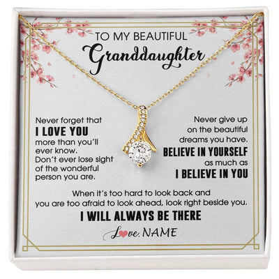 Alluring Beauty Necklace 18K Yellow Gold Finish | 1 | Personalized To My Beautiful Granddaughter From Grandma Necklace I Love You Believe In You Granddaughter Birthday Christmas Customized Gift Box Message Card | siriusteestore
