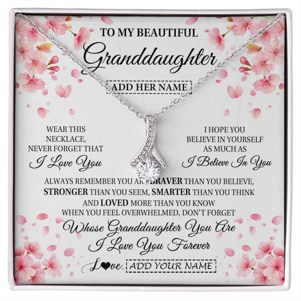 Alluring Beauty Necklace 14K White Gold Finish | 1 | Personalized To My Beautiful Granddaughter From Granparents Necklace Never Forget Birthday Gifts For Granddaughter Gift Christmas Gift Box Message Card | siriusteestore.myshopify
