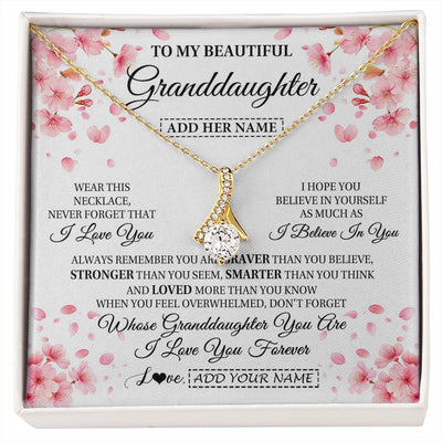Alluring Beauty Necklace 18K Yellow Gold Finish | 1 | Personalized To My Beautiful Granddaughter From Granparents Necklace Never Forget Birthday Gifts For Granddaughter Gift Christmas Gift Box Message Card | siriusteestore.myshopify