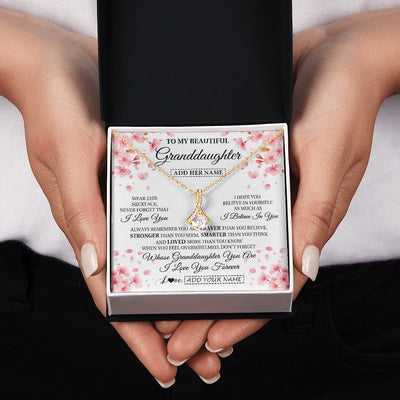 Alluring Beauty Necklace 18K Yellow Gold Finish | 2 | Personalized To My Beautiful Granddaughter From Granparents Necklace Never Forget Birthday Gifts For Granddaughter Gift Christmas Gift Box Message Card | siriusteestore.myshopify