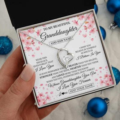 Forever Love Necklace 14K White Gold Finish | 2 | Personalized To My Beautiful Granddaughter From Granparents Necklace Never Forget Birthday Gifts For Granddaughter Gift Christmas Gift Box Message Card | siriusteestore.myshopify