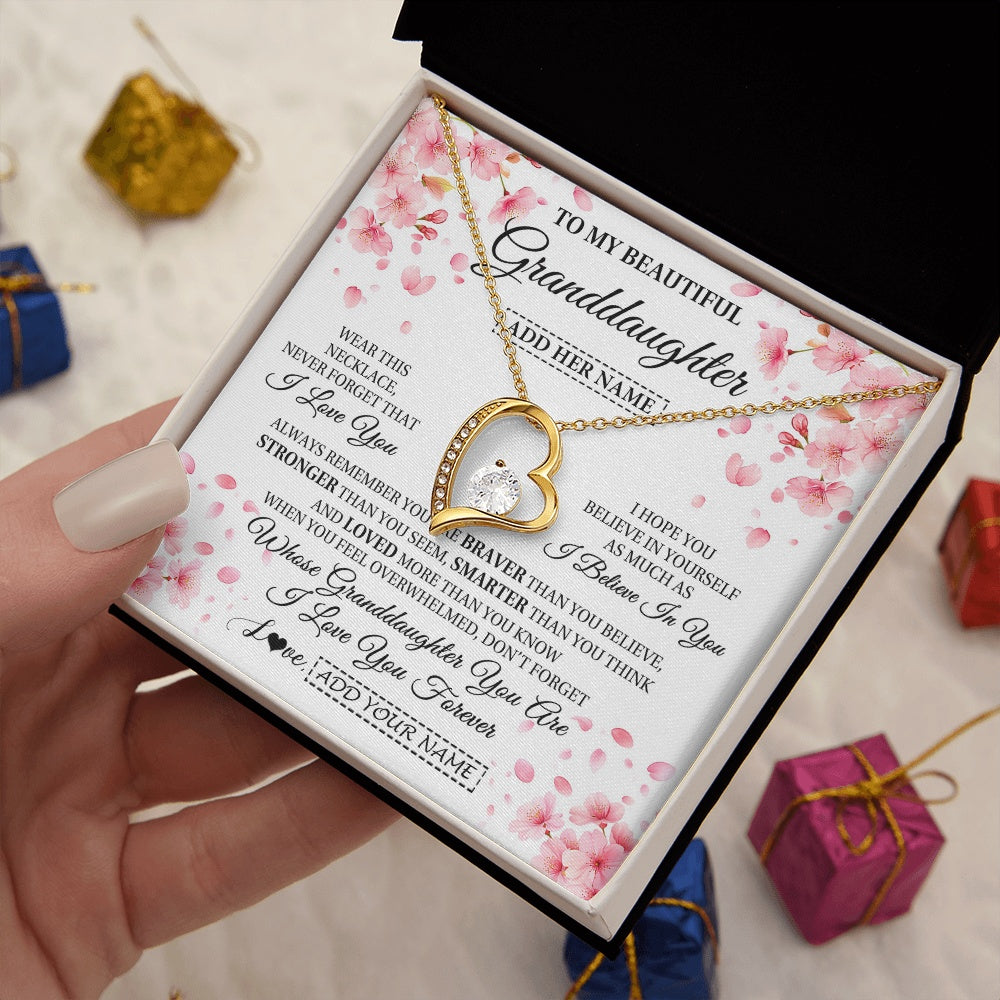 Forever Love Necklace 18K Yellow Gold Finish | 2 | Personalized To My Beautiful Granddaughter From Granparents Necklace Never Forget Birthday Gifts For Granddaughter Gift Christmas Gift Box Message Card | siriusteestore.myshopify