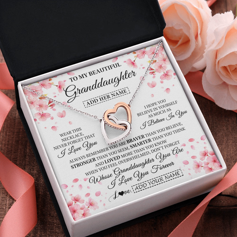 Interlocking Hearts Necklace Stainless Steel & Rose Gold Finish | 2 | Personalized To My Beautiful Granddaughter From Granparents Necklace Never Forget Birthday Gifts For Granddaughter Gift Christmas Gift Box Message Card | siriusteestore.myshopify