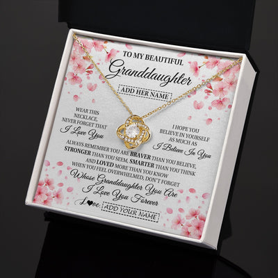 Love Knot Necklace 18K Yellow Gold Finish | 2 | Personalized To My Beautiful Granddaughter From Granparents Necklace Never Forget Birthday Gifts For Granddaughter Gift Christmas Gift Box Message Card | siriusteestore.myshopify