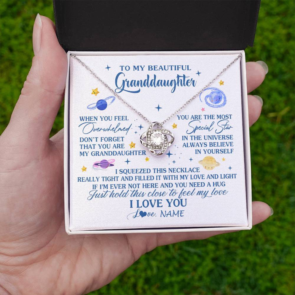 Love Knot Necklace 14K White Gold Finish | 2 | Personalized To My Beautiful Granddaughter Gifs From Grandma Necklace Inspirational Granddaughter Birthday Jewelry Christmas Customized Gift Box Message Card | siriusteestore
