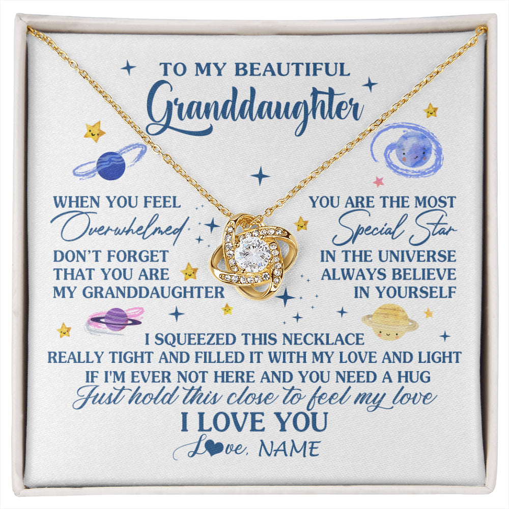Love Knot Necklace 18K Yellow Gold Finish | 1 | Personalized To My Beautiful Granddaughter Gifs From Grandma Necklace Inspirational Granddaughter Birthday Jewelry Christmas Customized Gift Box Message Card | siriusteestore