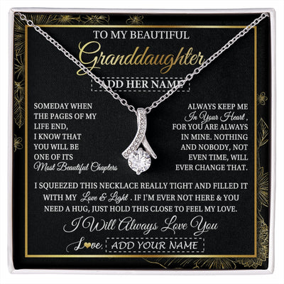 Alluring Beauty Necklace 14K White Gold Finish | 1 | Personalized To My Beautiful Granddaughter Gifts Necklace From Grandma Feel My Love For Adult Granddaughter Graduation Christmas Custom Gift Box Message Card | https://siriusteestore.