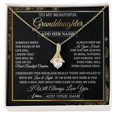 Alluring Beauty Necklace 18K Yellow Gold Finish | 1 | Personalized To My Beautiful Granddaughter Gifts Necklace From Grandma Feel My Love For Adult Granddaughter Graduation Christmas Custom Gift Box Message Card | https://siriusteestore.