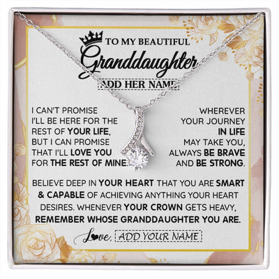 Alluring Beauty Necklace 14K White Gold Finish | 1 | Personalized To My Beautiful Granddaughter Gifts Necklace From Grandma Grandpa Crown Jewelry Present On Birthday Granddaughter Christmas Gift Box Message Card | https://siriusteestore.