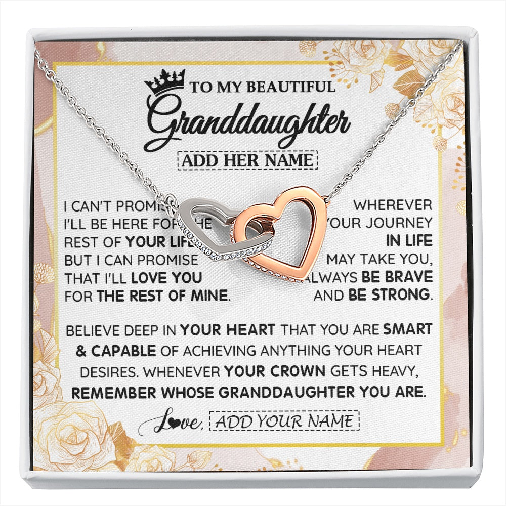 Interlocking Hearts Necklace Stainless Steel & Rose Gold Finish | 1 | Personalized To My Beautiful Granddaughter Gifts Necklace From Grandma Grandpa Crown Jewelry Present On Birthday Granddaughter Christmas Gift Box Message Card | https://siriusteestore.