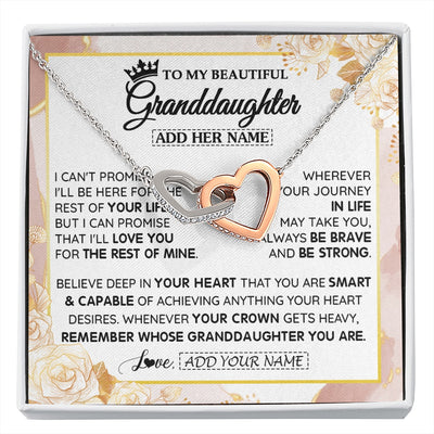 Interlocking Hearts Necklace Stainless Steel & Rose Gold Finish | 1 | Personalized To My Beautiful Granddaughter Gifts Necklace From Grandma Grandpa Crown Jewelry Present On Birthday Granddaughter Christmas Gift Box Message Card | https://siriusteestore.