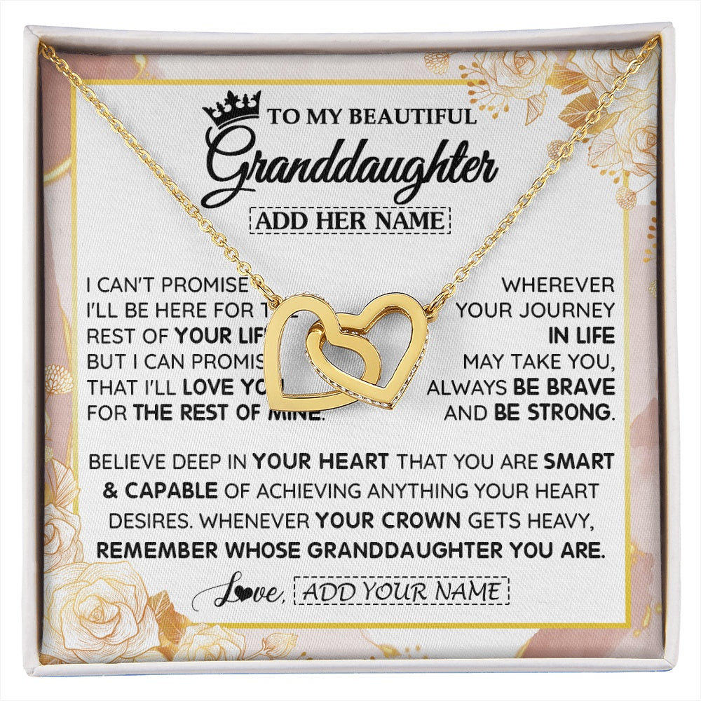 Interlocking Hearts Necklace 18K Yellow Gold Finish | 1 | Personalized To My Beautiful Granddaughter Gifts Necklace From Grandma Grandpa Crown Jewelry Present On Birthday Granddaughter Christmas Gift Box Message Card | https://siriusteestore.