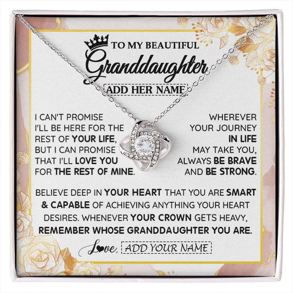 Love Knot Necklace 14K White Gold Finish | 1 | Personalized To My Beautiful Granddaughter Gifts Necklace From Grandma Grandpa Crown Jewelry Present On Birthday Granddaughter Christmas Gift Box Message Card | https://siriusteestore.