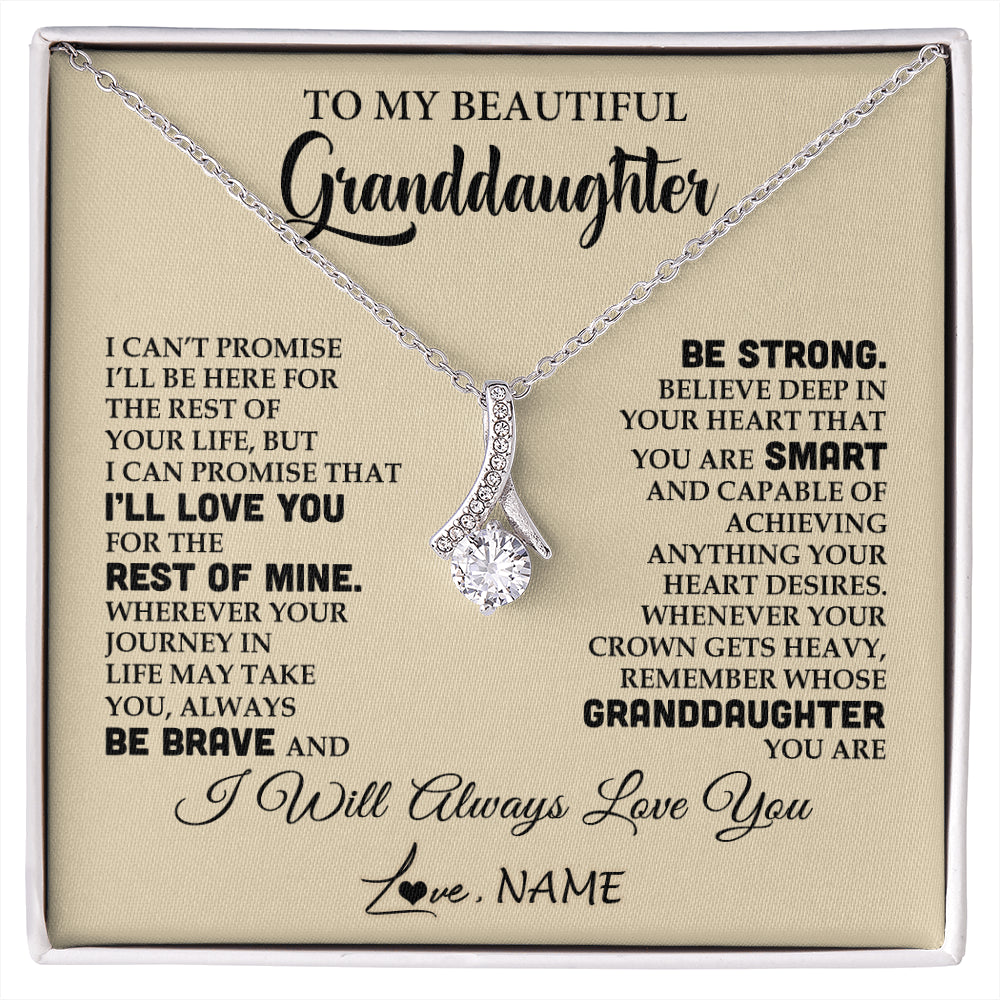 Alluring Beauty Necklace 14K White Gold Finish | 1 | Personalized To My Beautiful Granddaughter Gifts Necklace From Grandma Grandpa Inspirational Birthday Gift For Granddaughter Graduation Christmas Message Card | siriusteestore