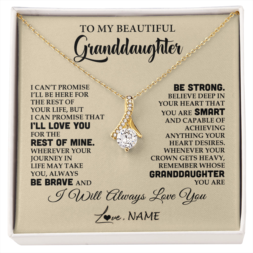 Alluring Beauty Necklace 18K Yellow Gold Finish | 1 | Personalized To My Beautiful Granddaughter Gifts Necklace From Grandma Grandpa Inspirational Birthday Gift For Granddaughter Graduation Christmas Message Card | siriusteestore